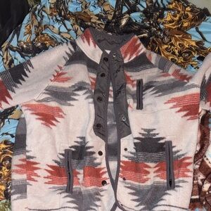 Thread & Supply Plush Fleece Jacket in Gray & Cream